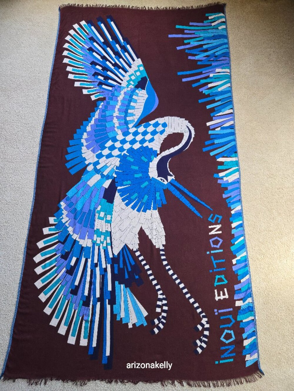 NWOT Inoui Editions Scarf Crane Bird Modal Cashmere Blend